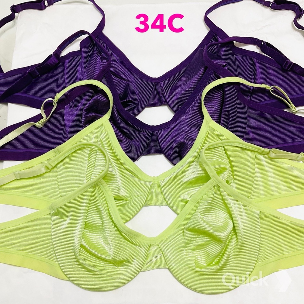 34C - New Striped Texture Soft Cup Bras - 4 pcs set